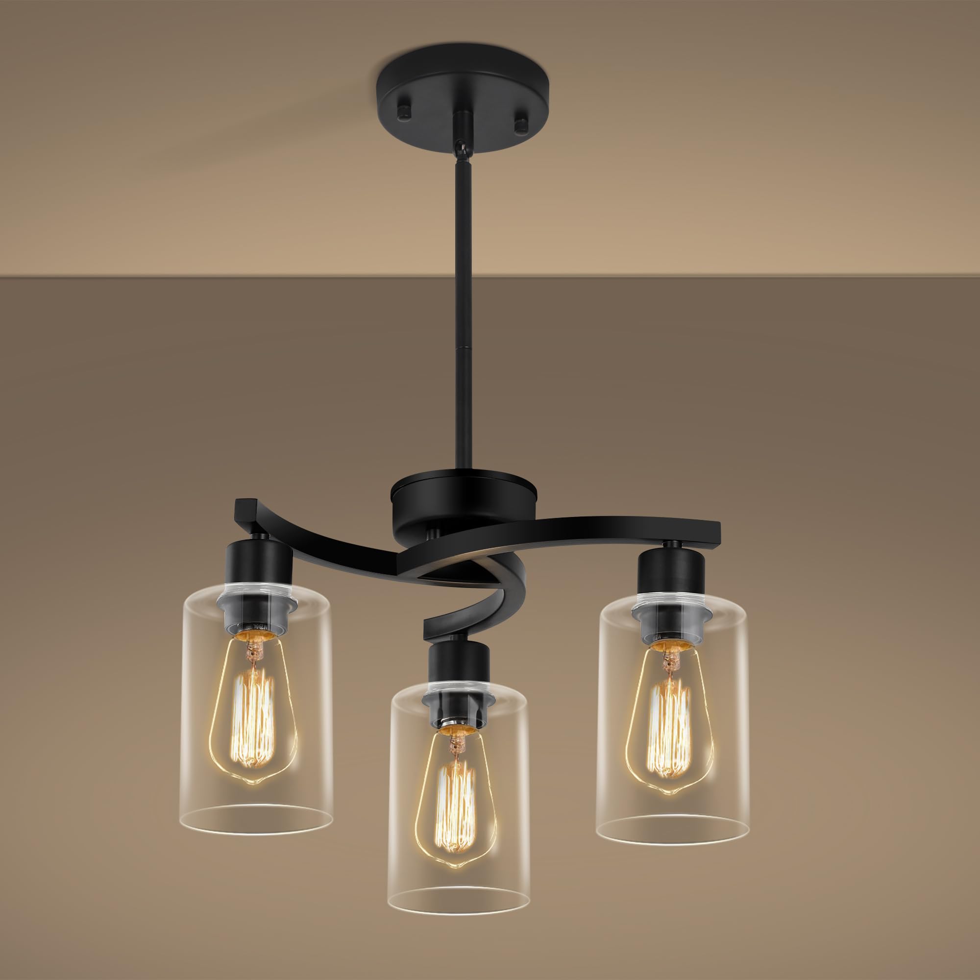 CNRATYE 3-arm black pendant light ideal for a bold kitchen island.