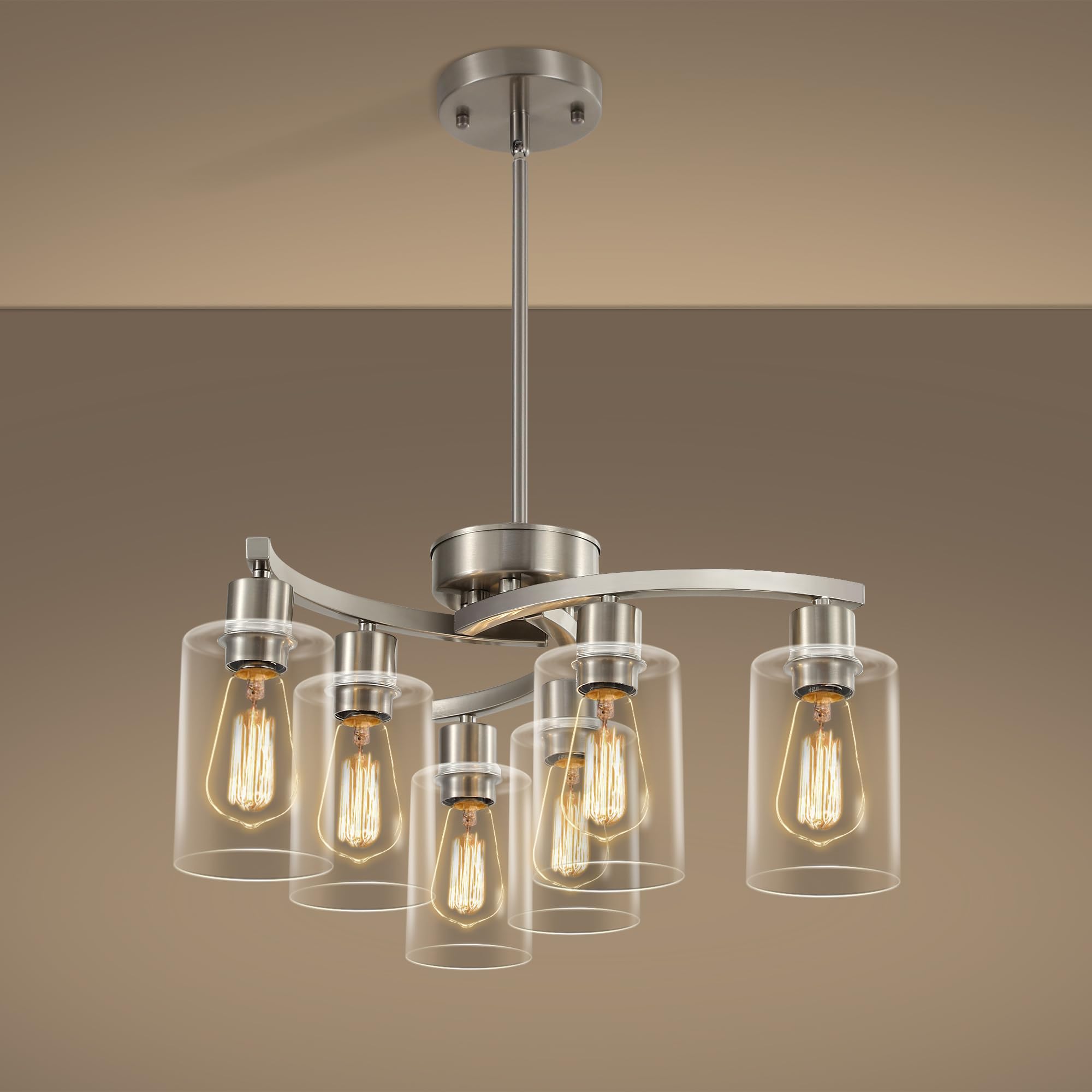 CNRATYE 6-light chandelier over dining table creates inviting ambience