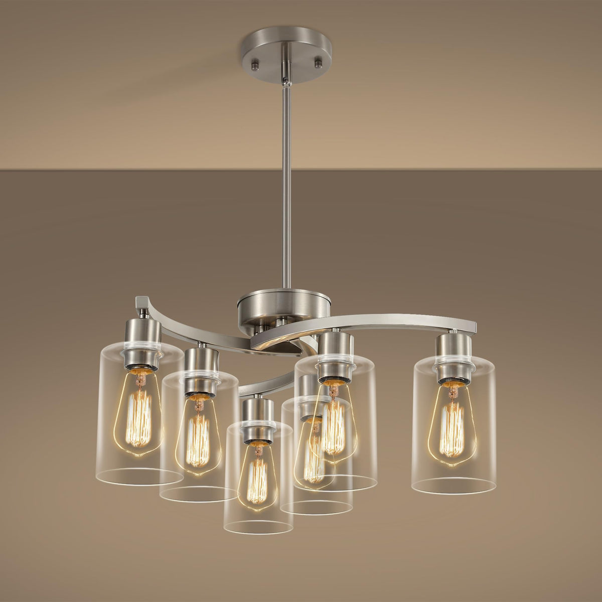 CNRATYE 6-light chandelier over dining table creates inviting ambience