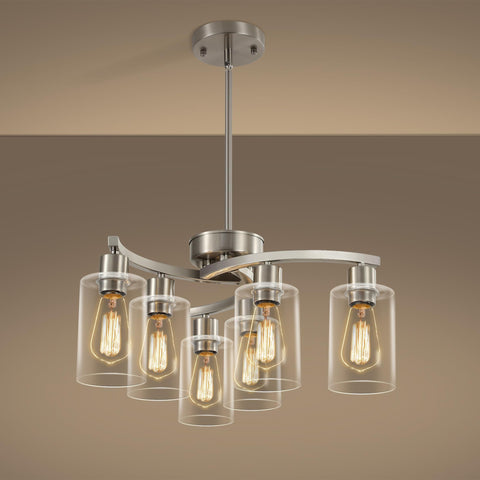 CNRATYE 6-light chandelier over dining table creates inviting ambience