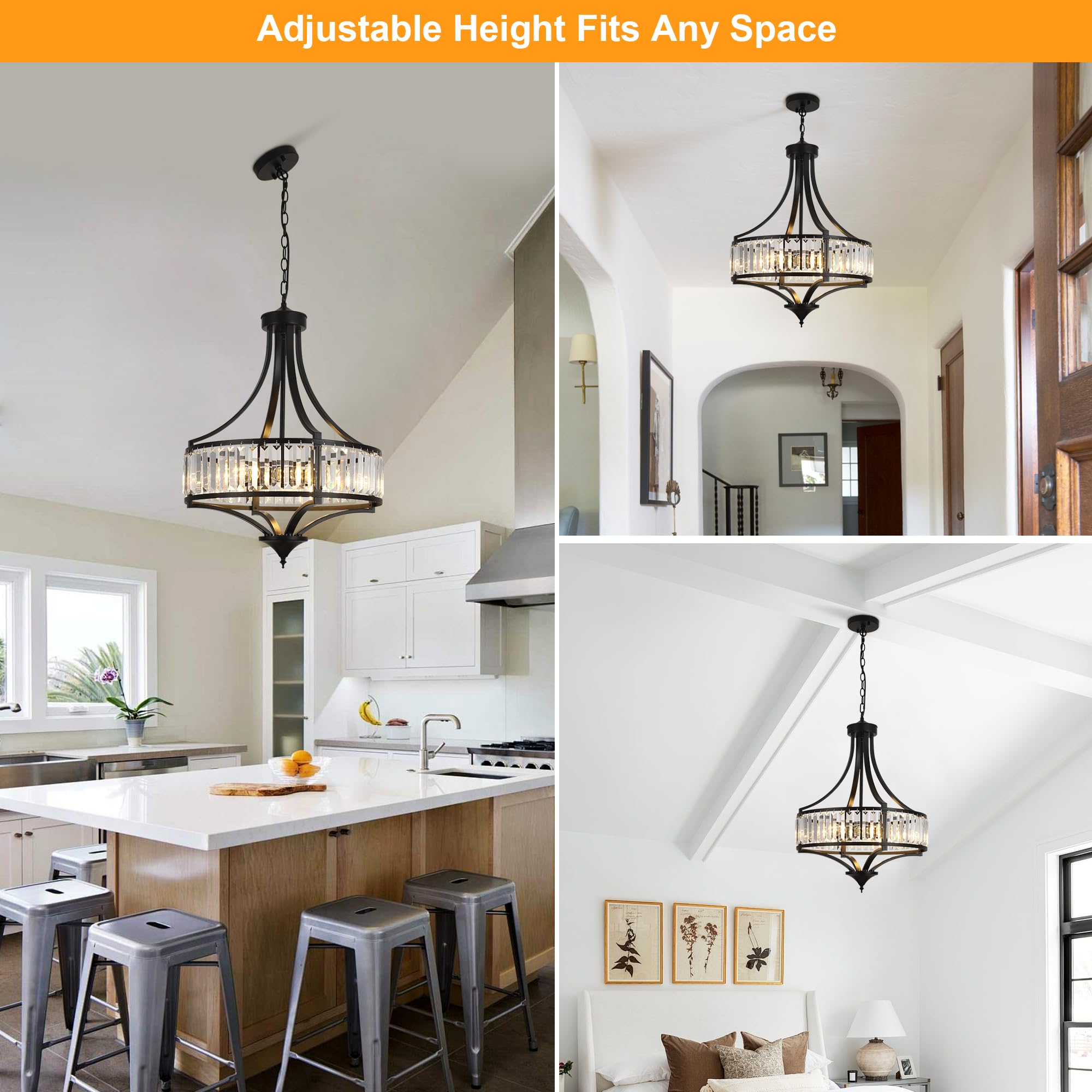 CNRATYE adjustable height chandelier adapts to ceiling type and room height