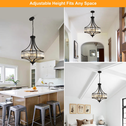 CNRATYE adjustable height chandelier adapts to ceiling type and room height