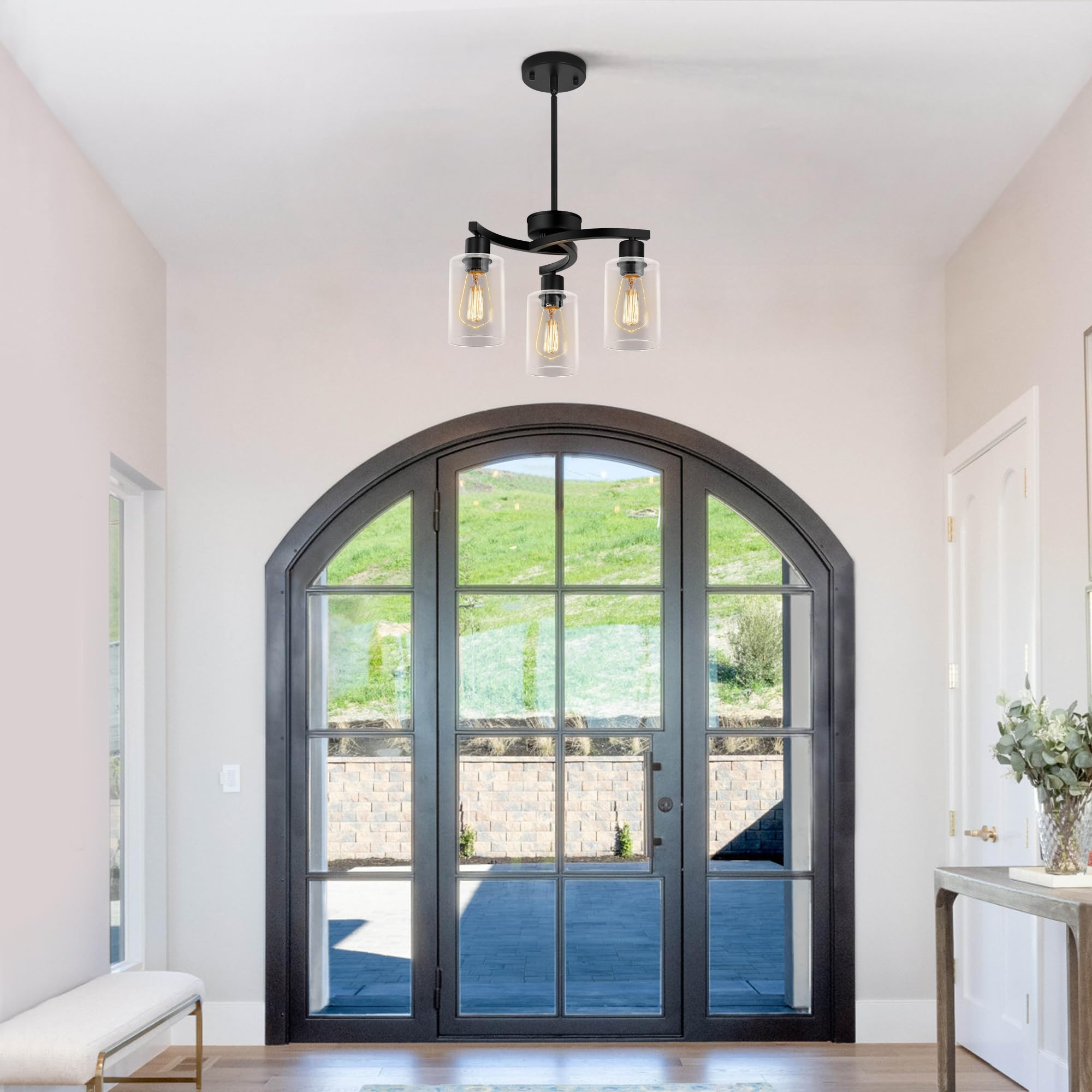 CNRATYE clear glass shade pendant offers soft light diffusion.