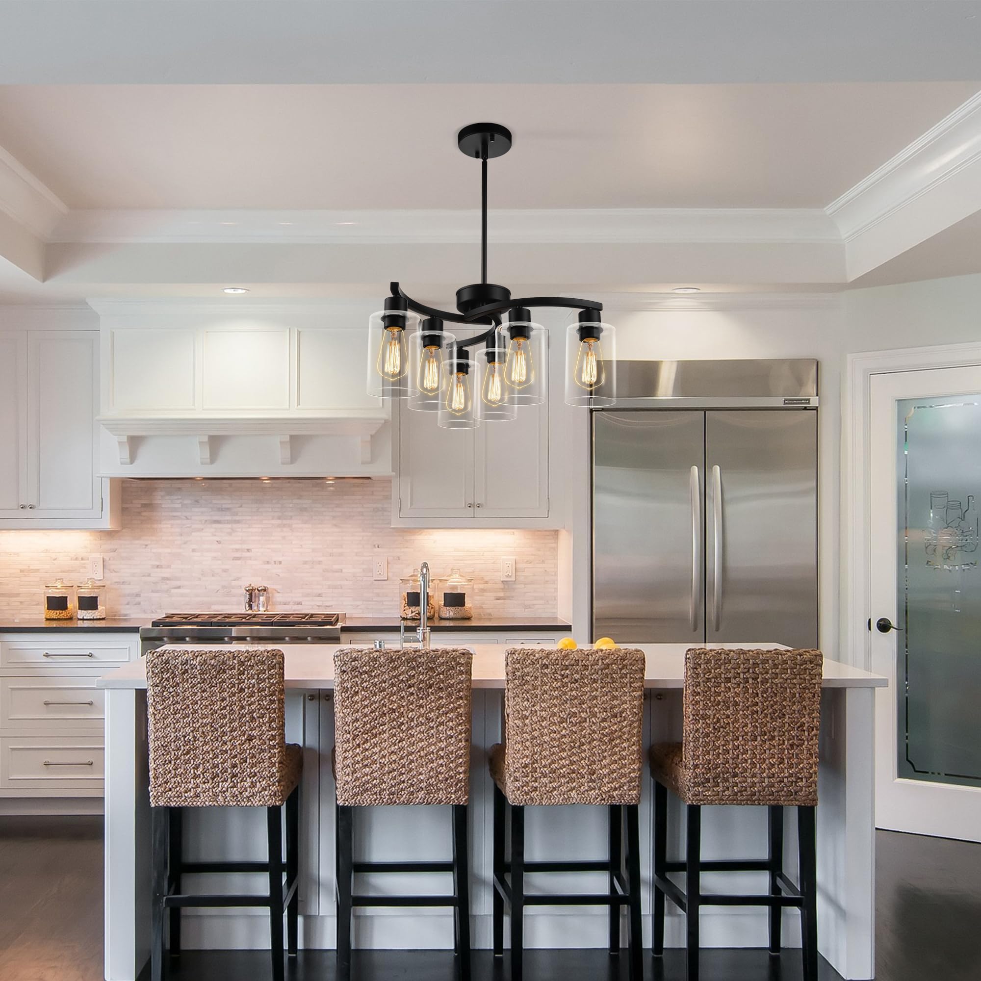 CNRATYE clear glass shade diffuses light for a warm glow.