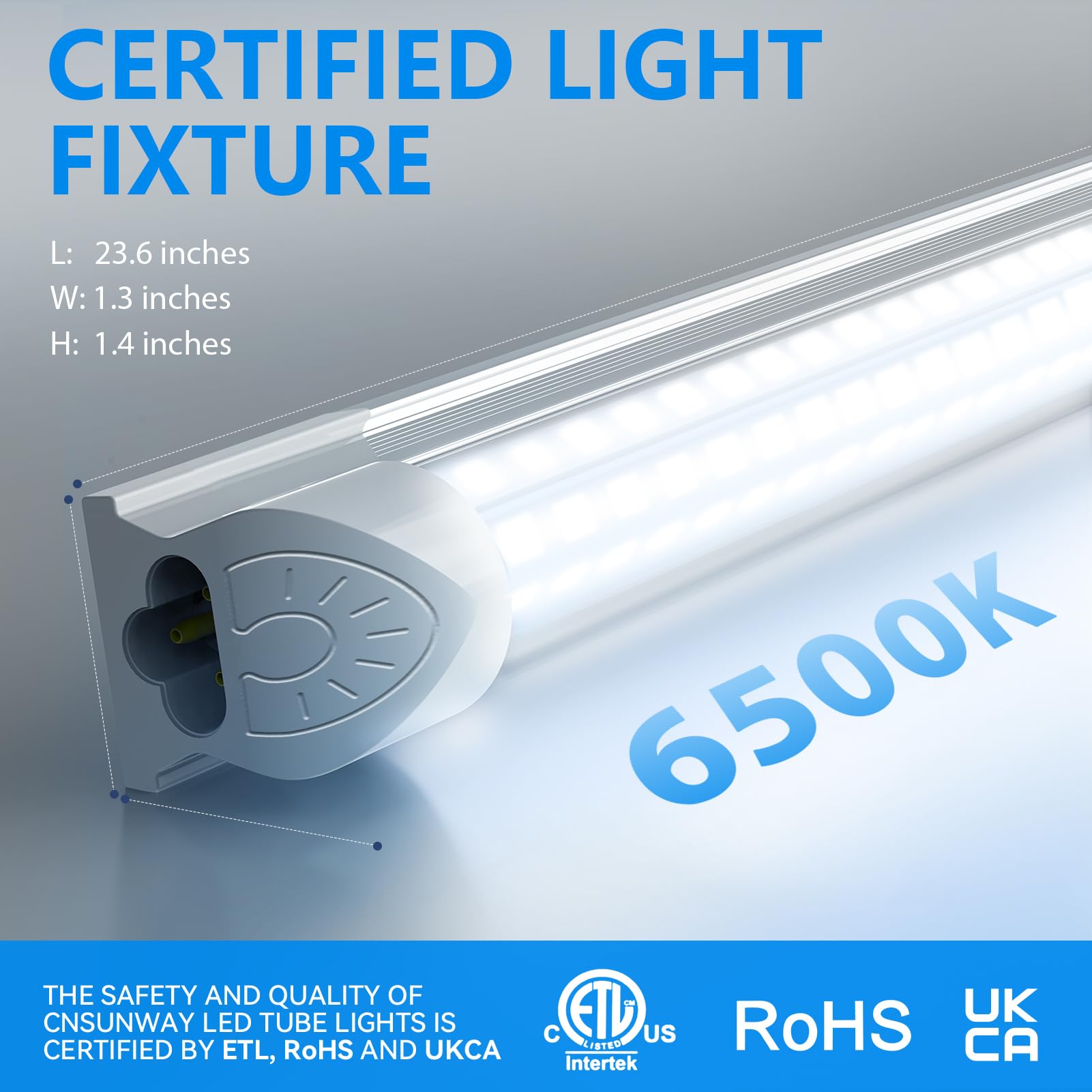 CNSUNWAY LED shop light uses aluminum body for excellent heat dissipation.