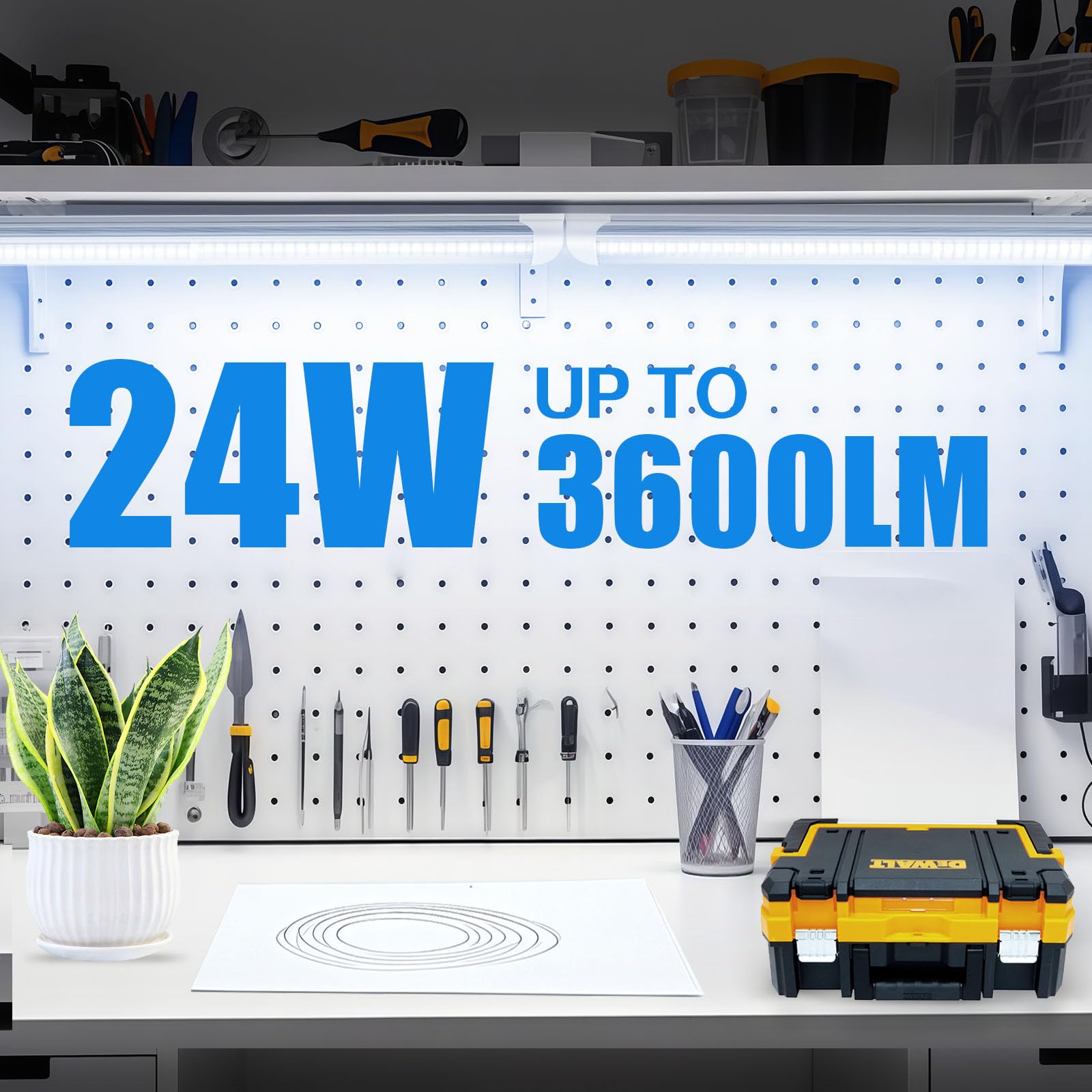 CNSUNWAY 2FT LED shop light shows 300-degree coverage for darker corners.