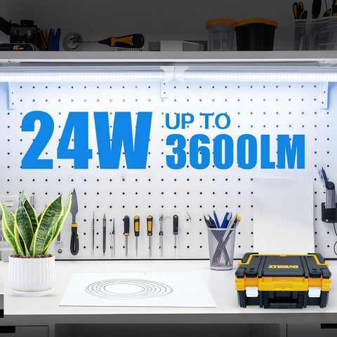 CNSUNWAY 2FT LED shop light shows 300-degree coverage for darker corners.