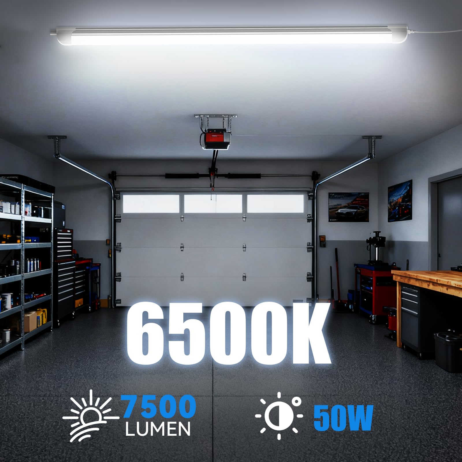CNSUNWAY LED shop light with quick-connect heads speeds up garage setup.