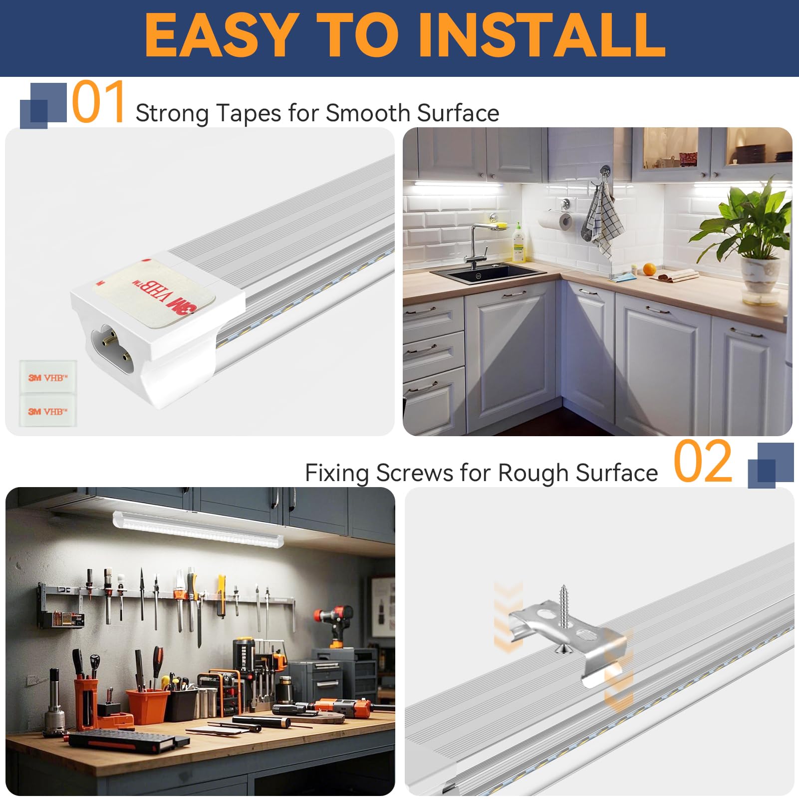 CNSUNWAY 6000K cool white output provides crisp task illumination in kitchens and workshops