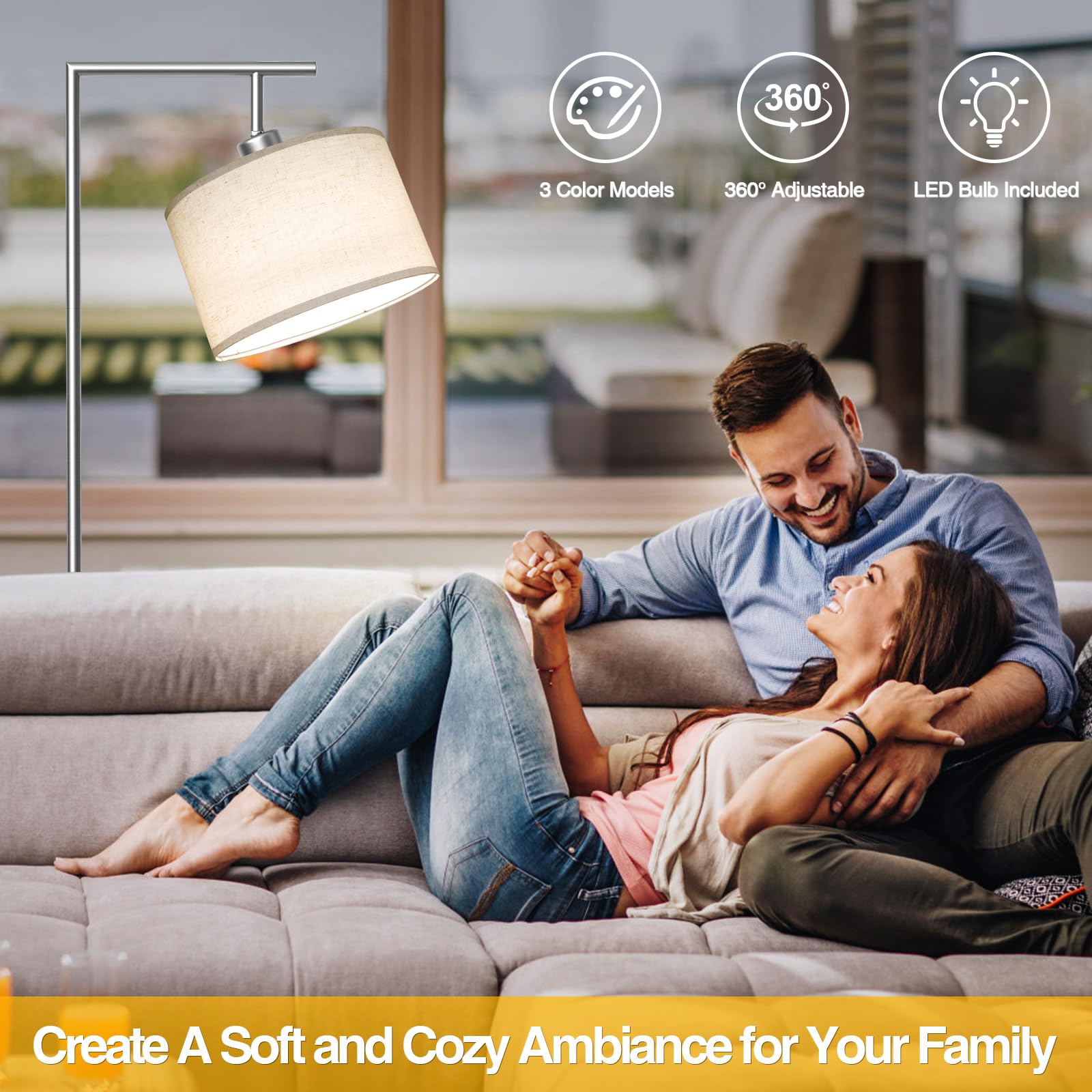 CNXIN floor lamp in a bedroom or office setup for versatile corner lighting.