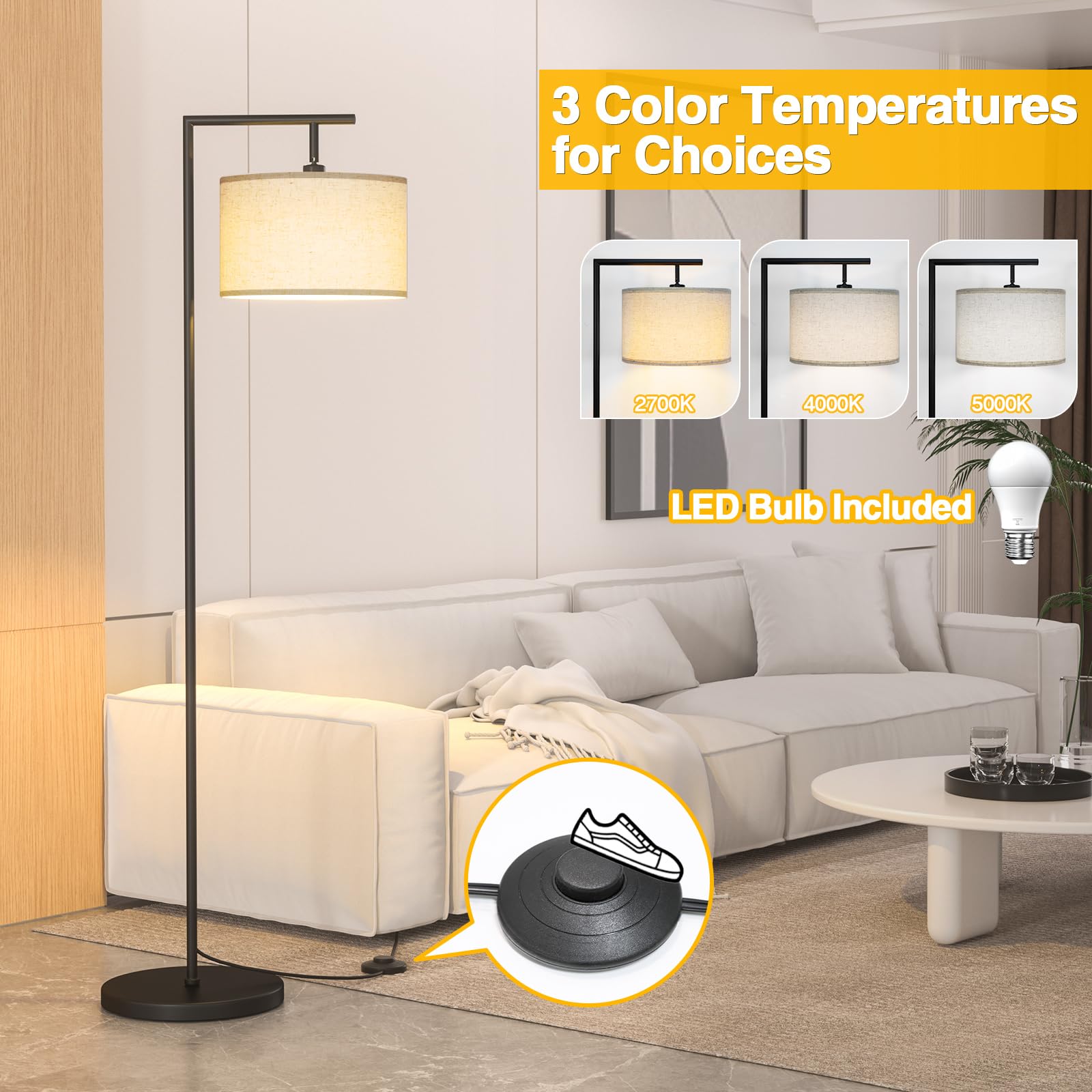 CNXIN floor lamp rotating shade for precise reading lighting