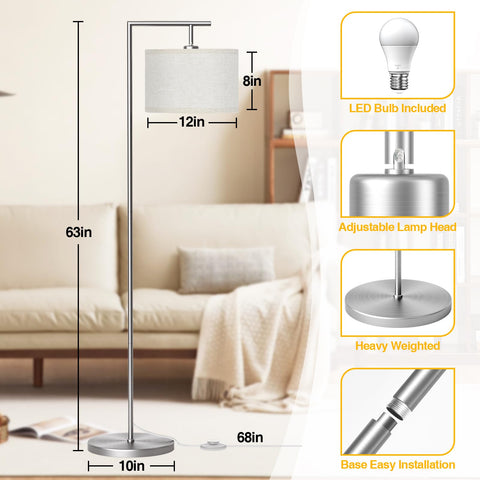 CNXIN floor lamp features a sturdy metal base for stability.