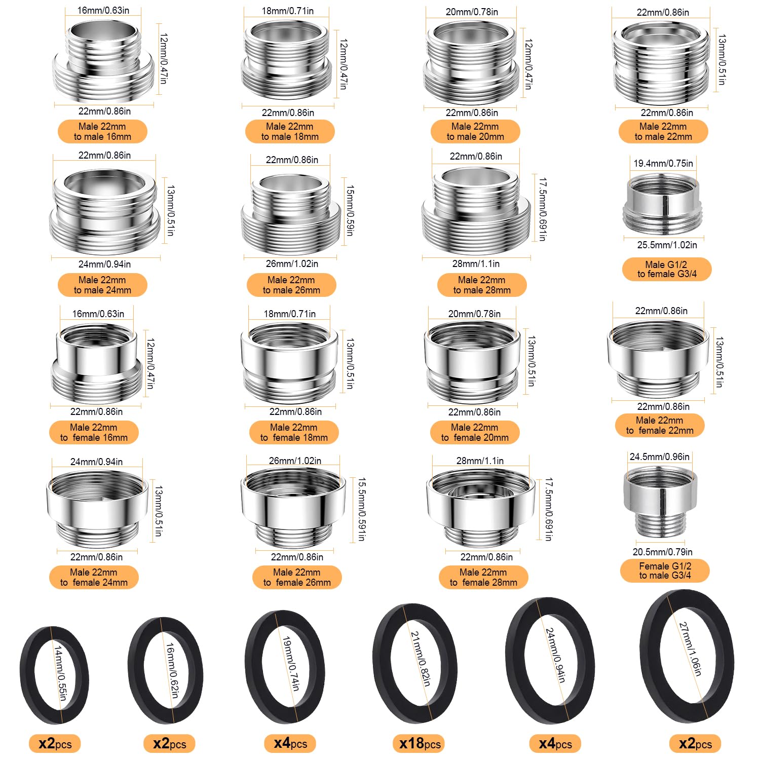 CNYMANY universal faucet threads with M22 provide quick, secure attachments.