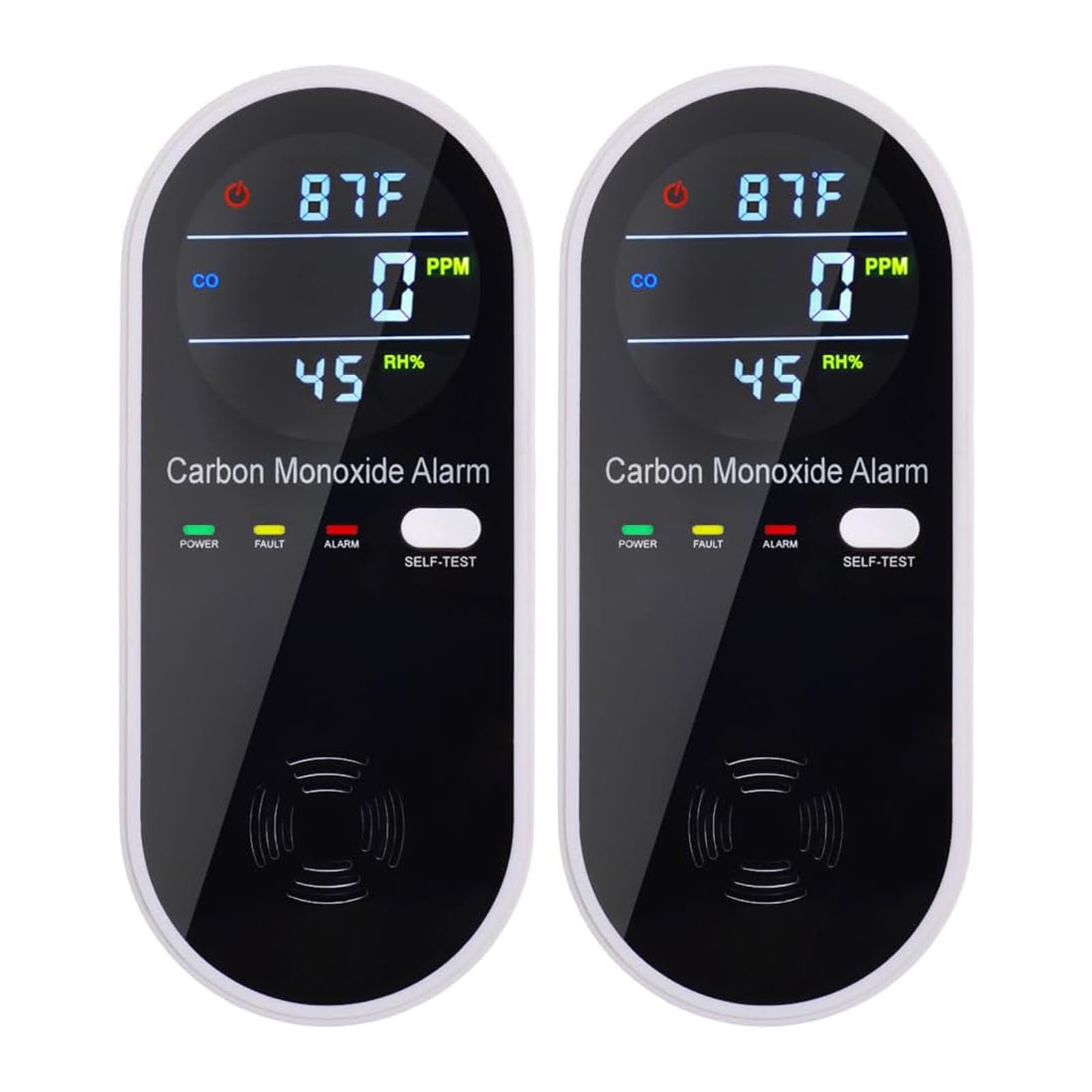3-in-1 CO detector plugged into wall with LCD display front view for quick readings