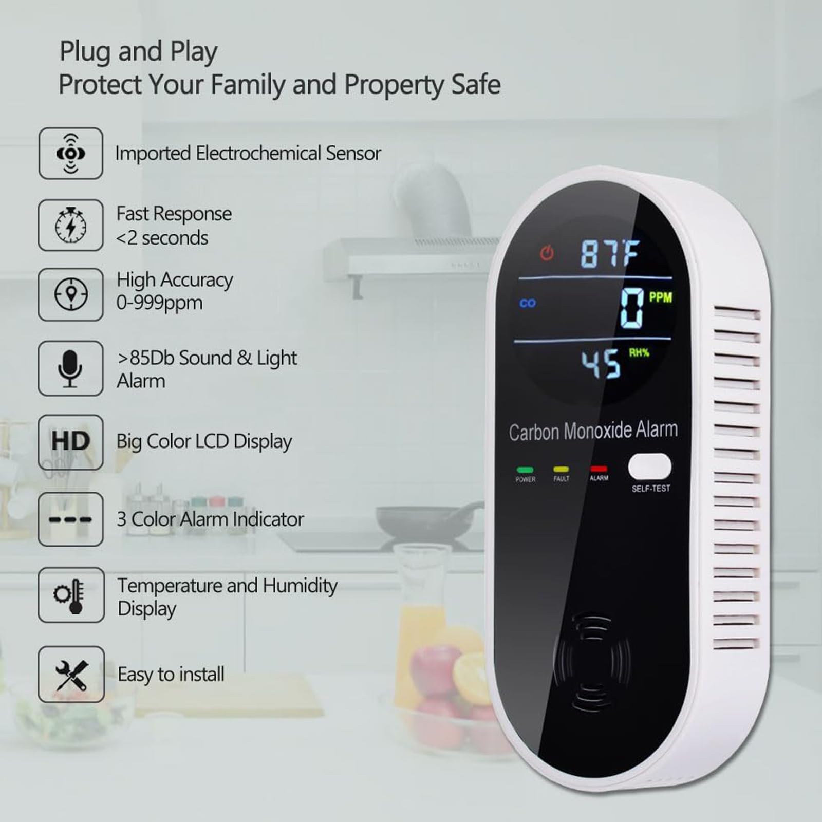 RV or camping setup using a portable 3-in-1 CO detector for safety