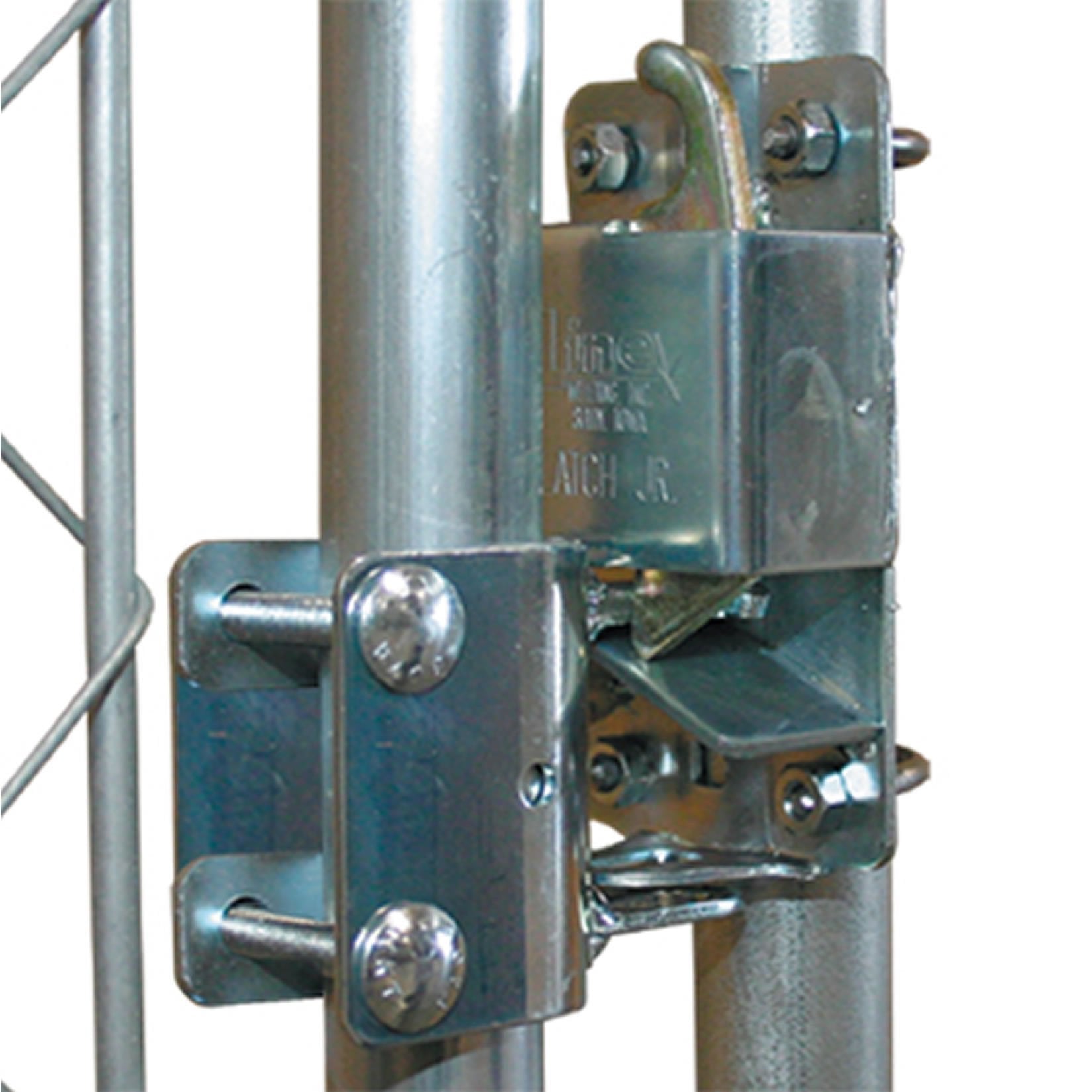 Co-Line lockable two-way gate latch on round tubing enabling secure, one-handed operation.