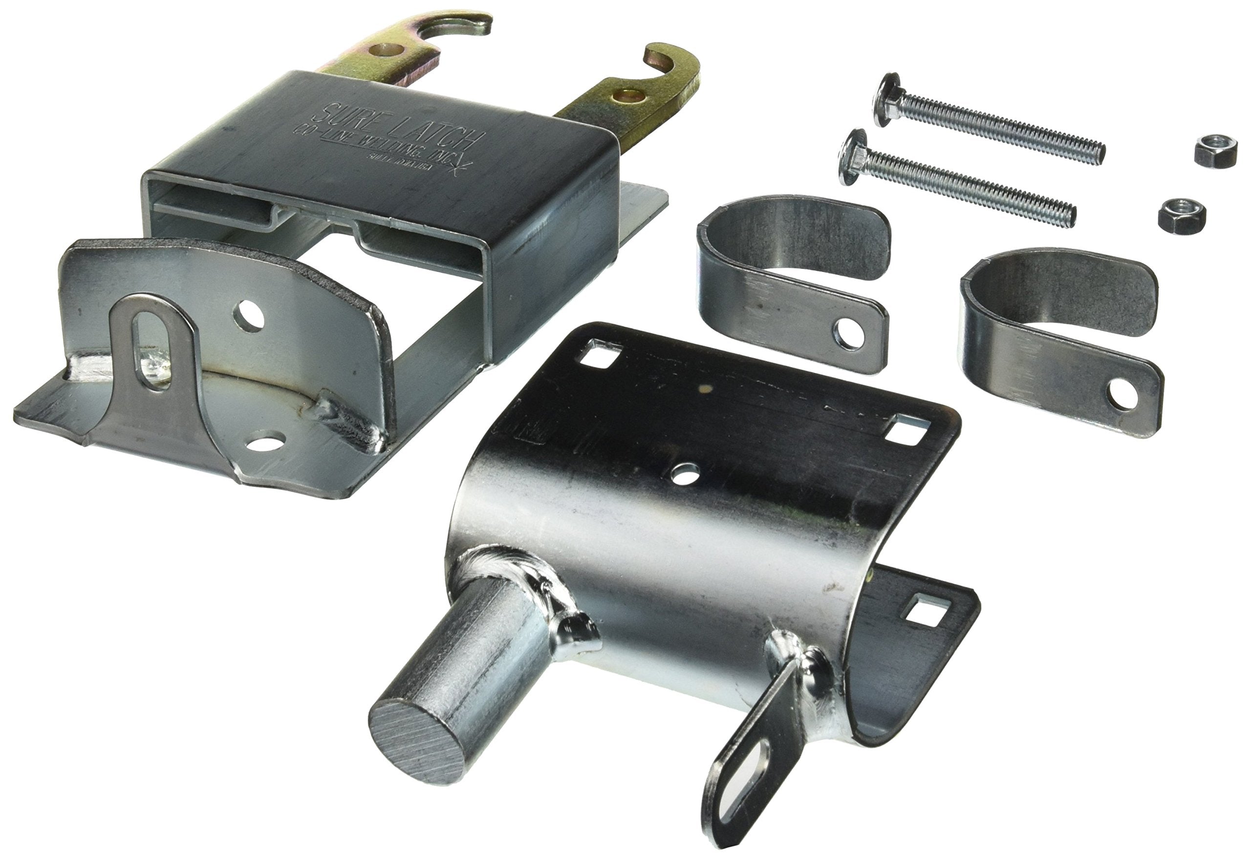 CO-LINE WELDING R-158-2L side view shows a durable two-way gate latch for secure livestock gates.