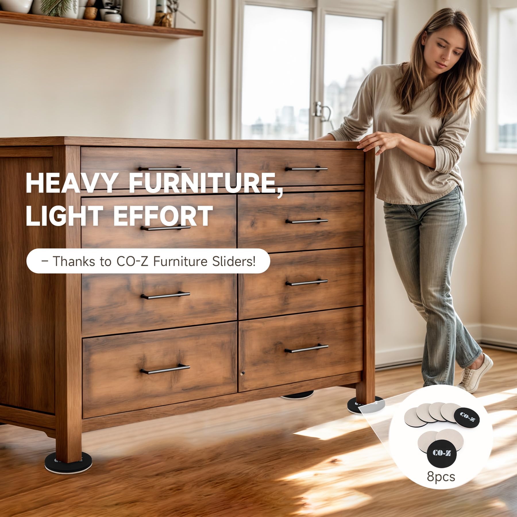 CO-Z 4.75-in diameter sliders for heavy furniture enable easy repositioning
