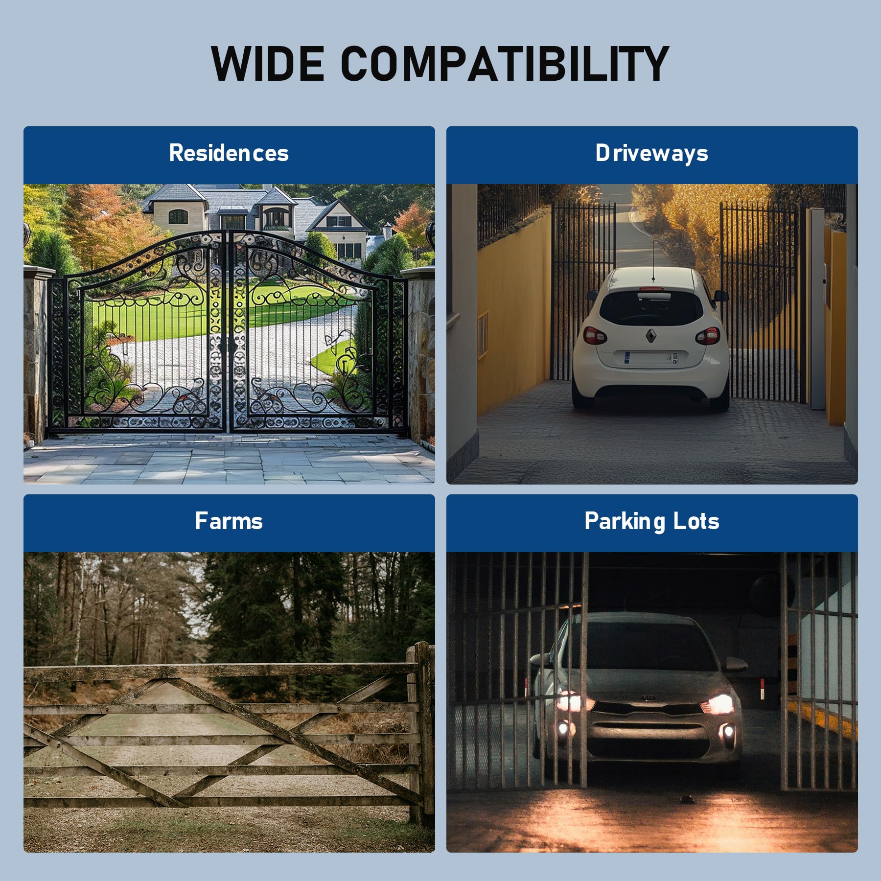 CO-Z 50W motor delivers smooth, quiet gate movement.