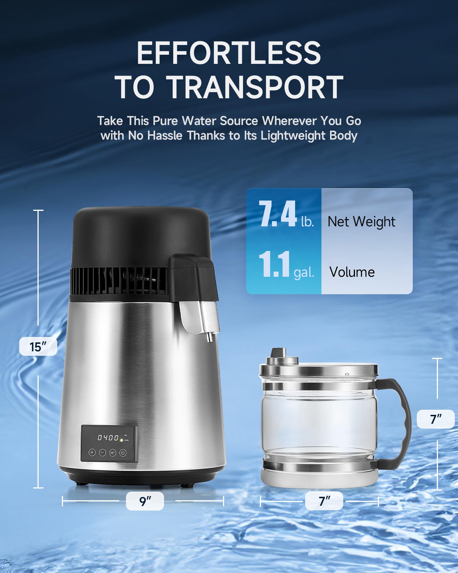 CO-Z distilled water pitcher inside distiller highlights BPA-free purification