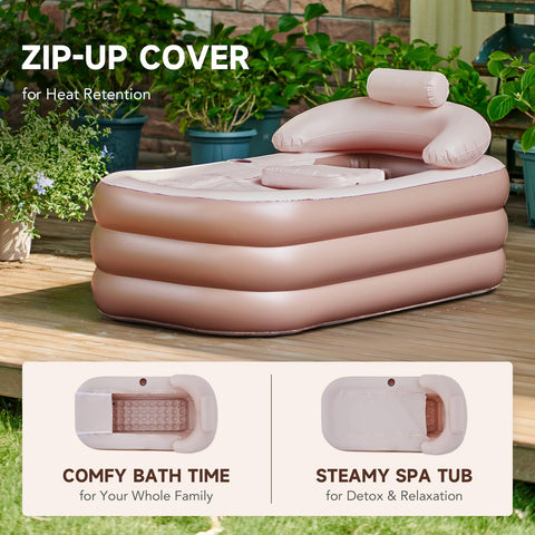 CO-Z inflatable bathtub zipper cover for warmth or shade control