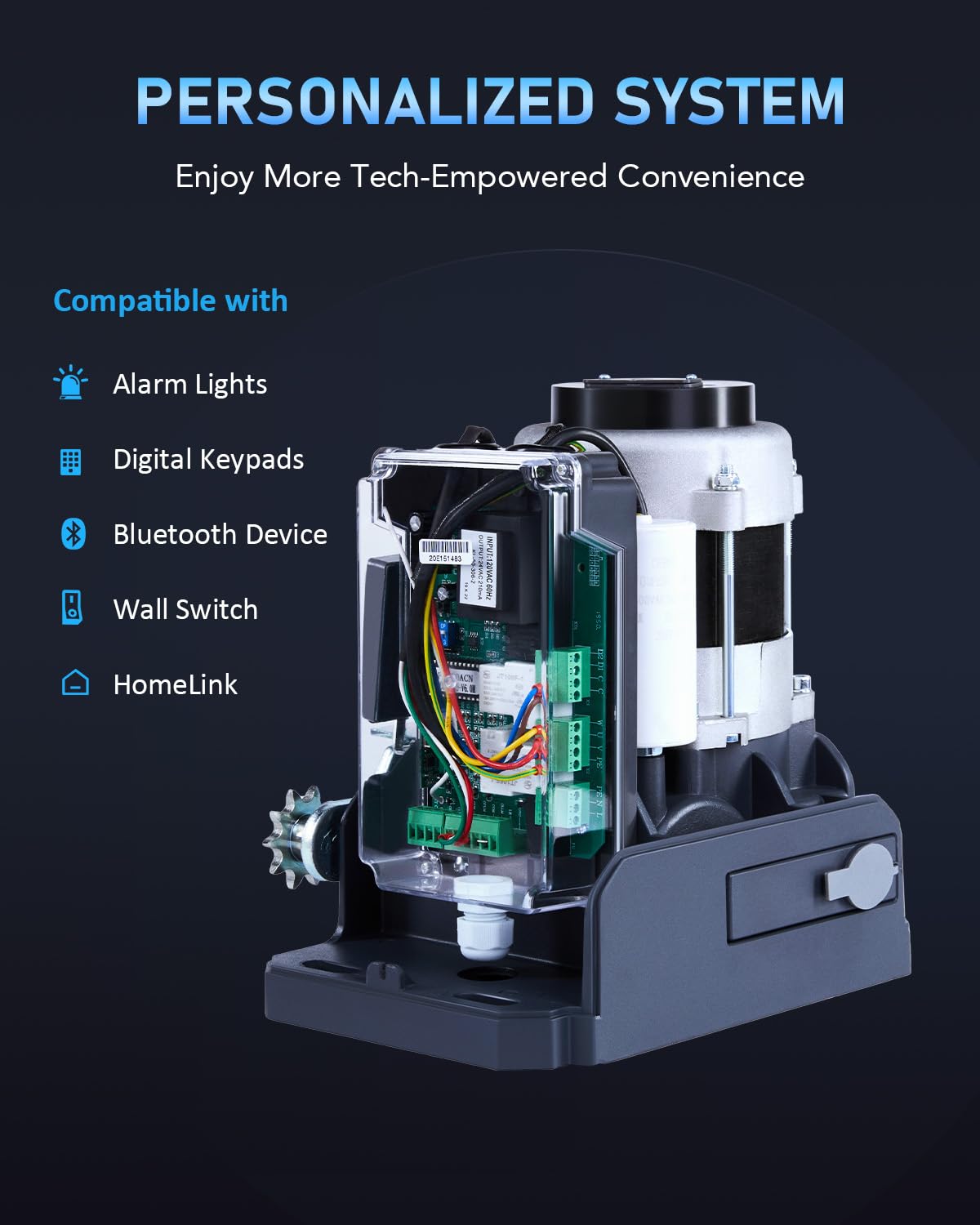 CO-Z infrared sensor detects obstacles for safer automatic closing.