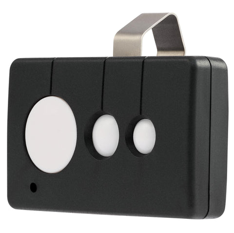 CO-Z WCR1 gate opener remote held in hand, 100 ft range for easy access.