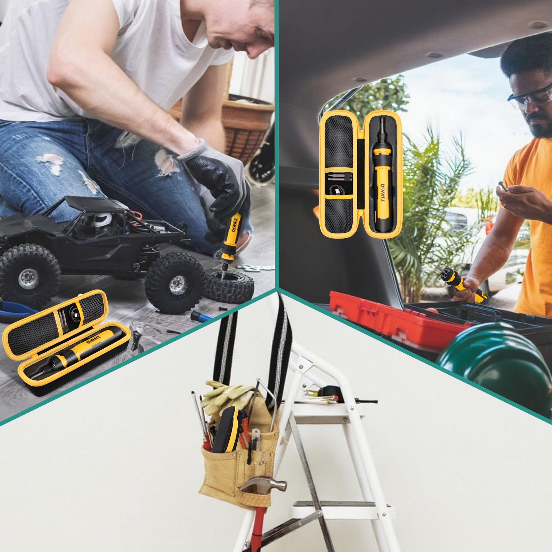 co2CREA travel case keeps DEWALT FLEXDRIVE organized on the go