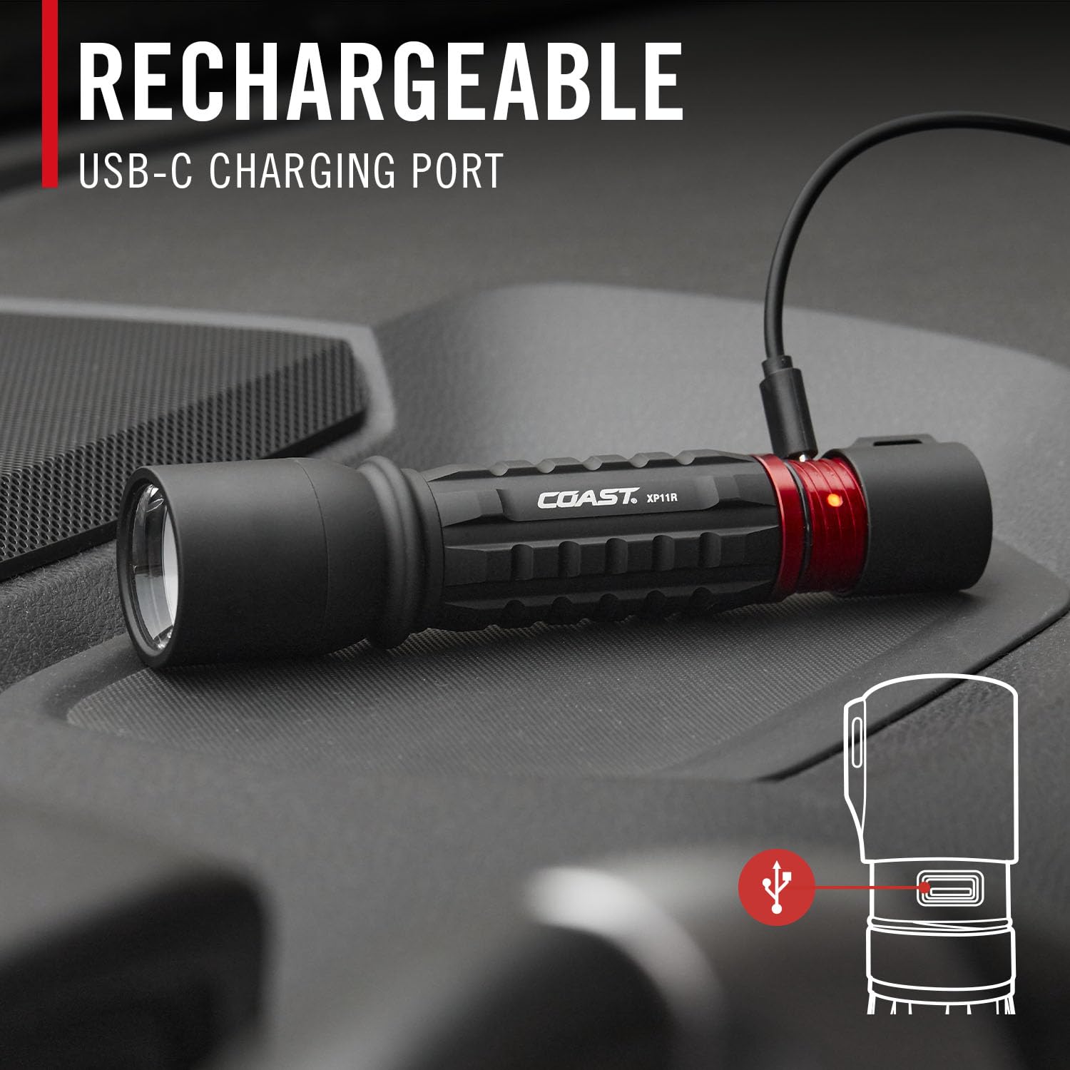 COAST XP11R power indicator helps you monitor charge status at a glance