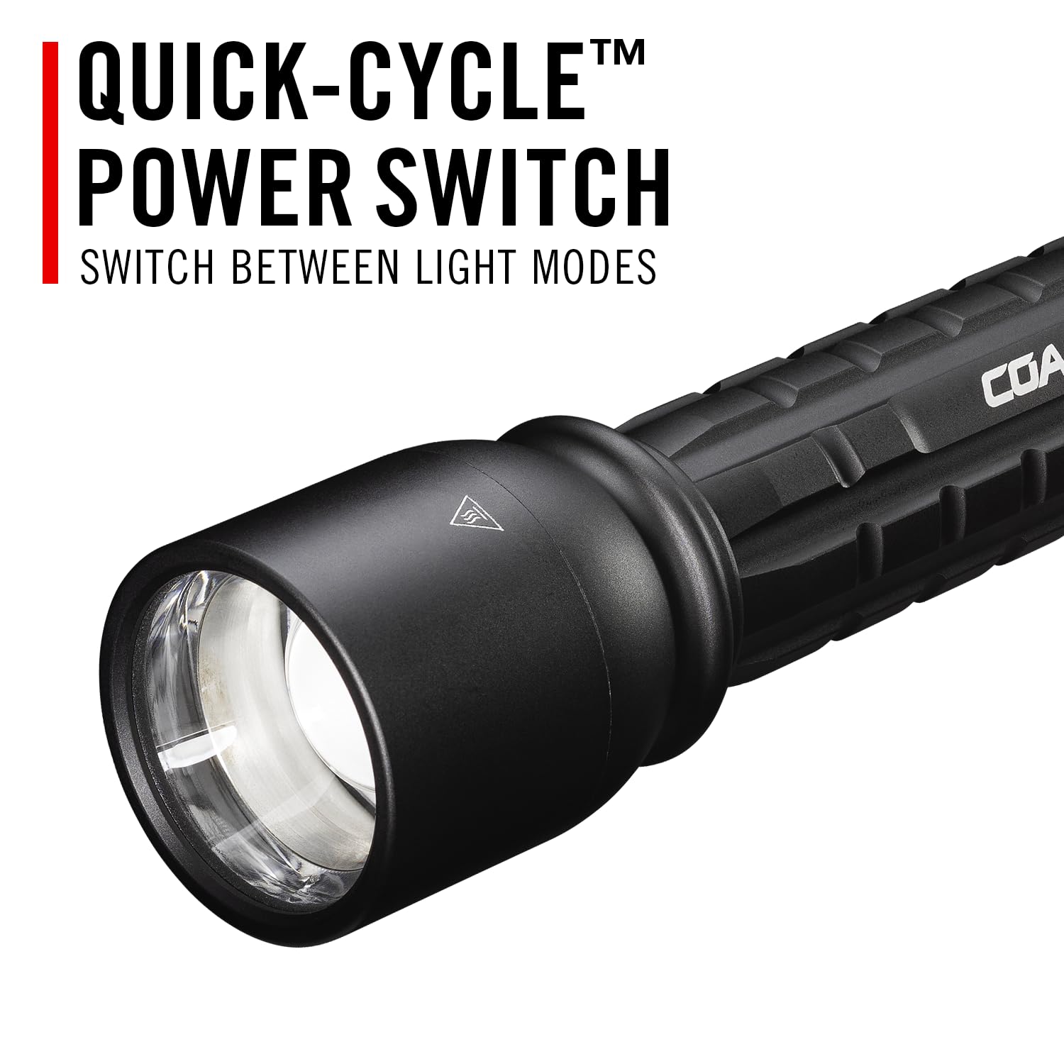 Coast XP14R turbo mode focuses maximum brightness for distant targets.