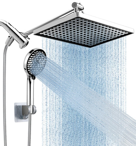 Cobbe 11.8-inch rain shower head in chrome delivers broad, even coverage.