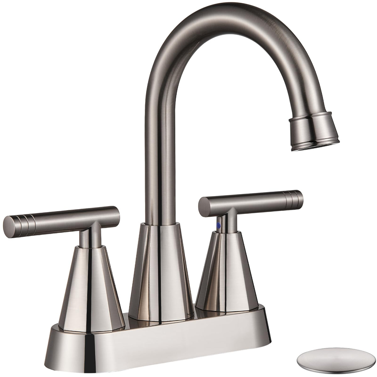 Cobbe 4-inch brushed nickel faucet front view for stylish vanity use