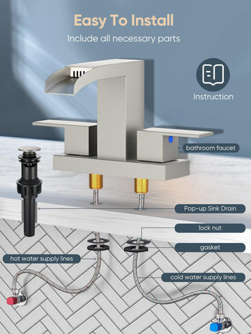 Cobbe 4-inch centerset faucet fits 3-hole or 2-hole sinks for DIY installs.