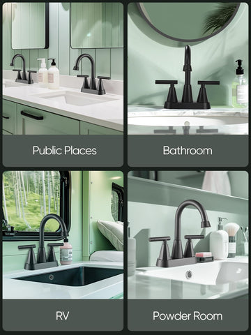 3-hole 4-inch configuration fits standard bathroom vanities with Cobbe faucet.
