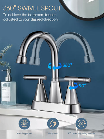 Cobbe dual-handle centerset faucet offering precise temperature control.
