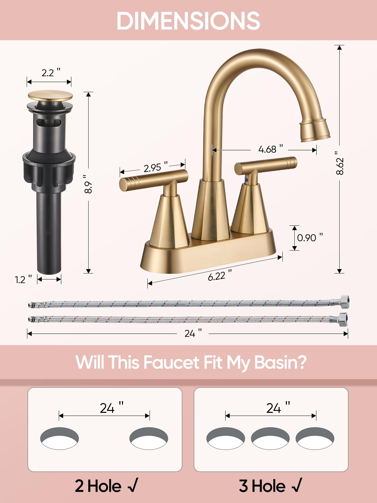 304 lead-free hose with copper-core line for durability.