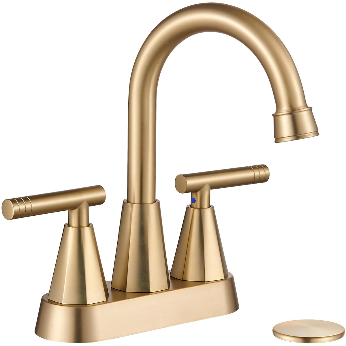Cobbe brushed gold faucet with a 360° spout for flexible reach and easy cleaning.