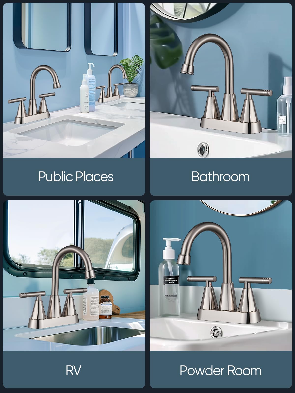 Cobbe modern brushed nickel design enhances bathroom aesthetics