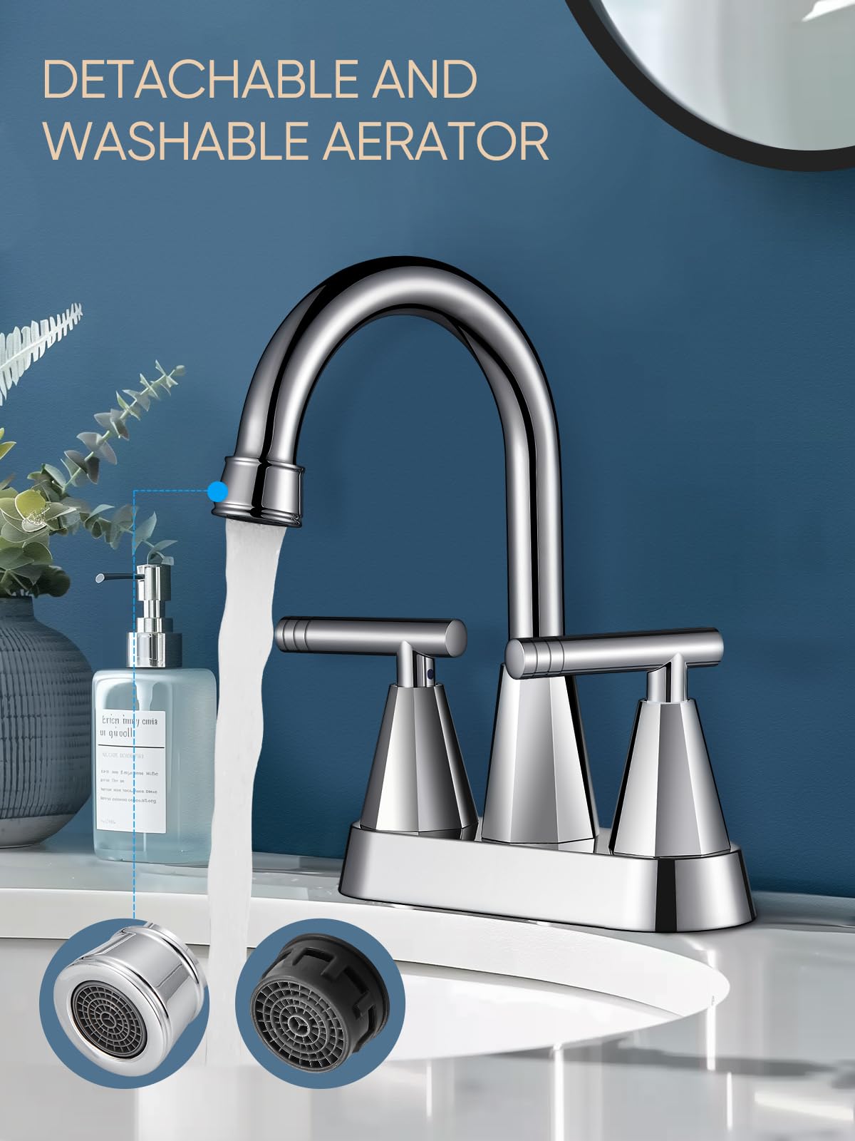 Cobbe Chrome faucet with dual 90-degree handles for precise control