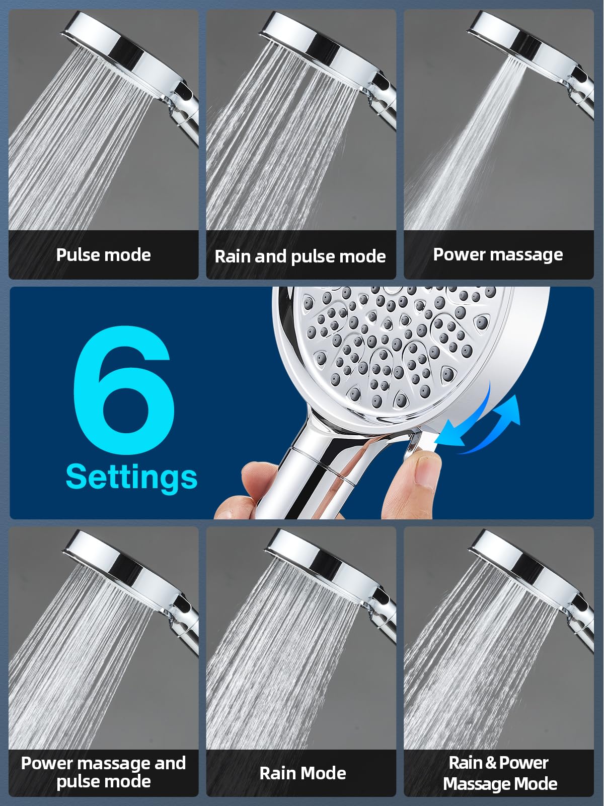 Cobbe chrome shower head close-up shows a durable, modern finish