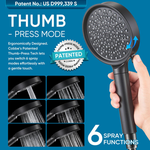 Cobbe easy 3-minute install promotes a tool-free setup for any standard shower