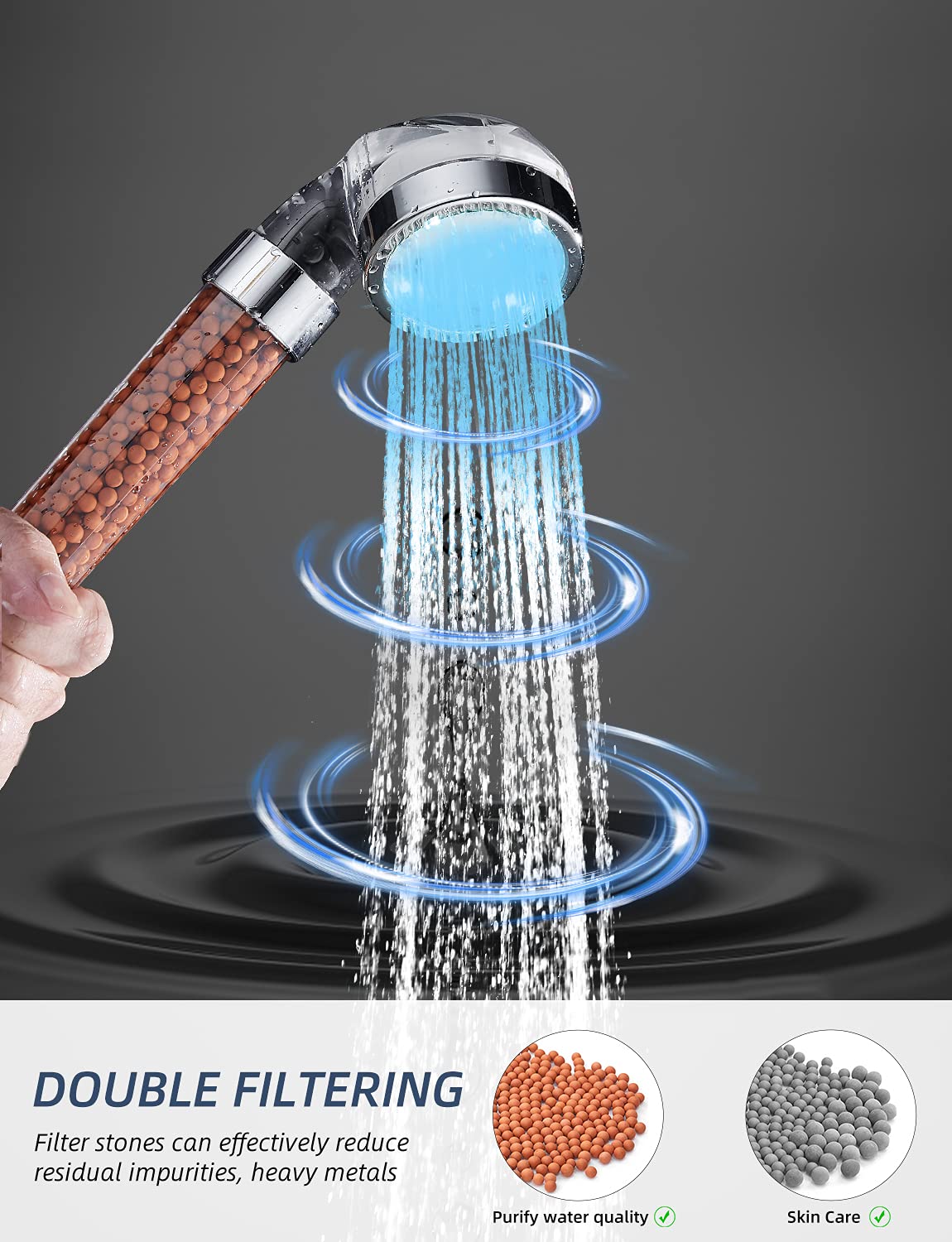 Cobbe filtered high pressure shower head helps maintain better water feel