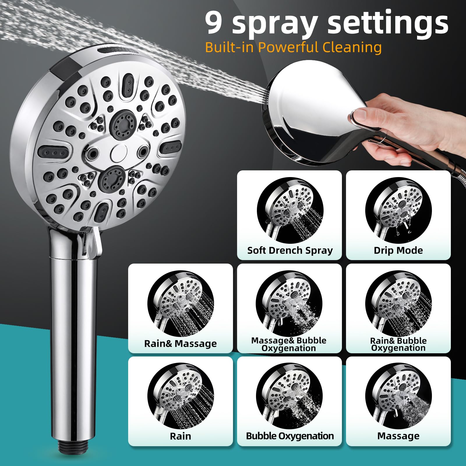 Cobbe handheld shower head with detachable design for versatile bathing.