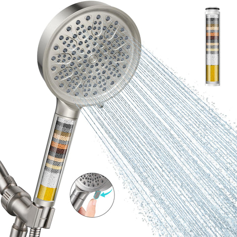 Cobbe handheld filtered shower head for flexible use and cleaner water.