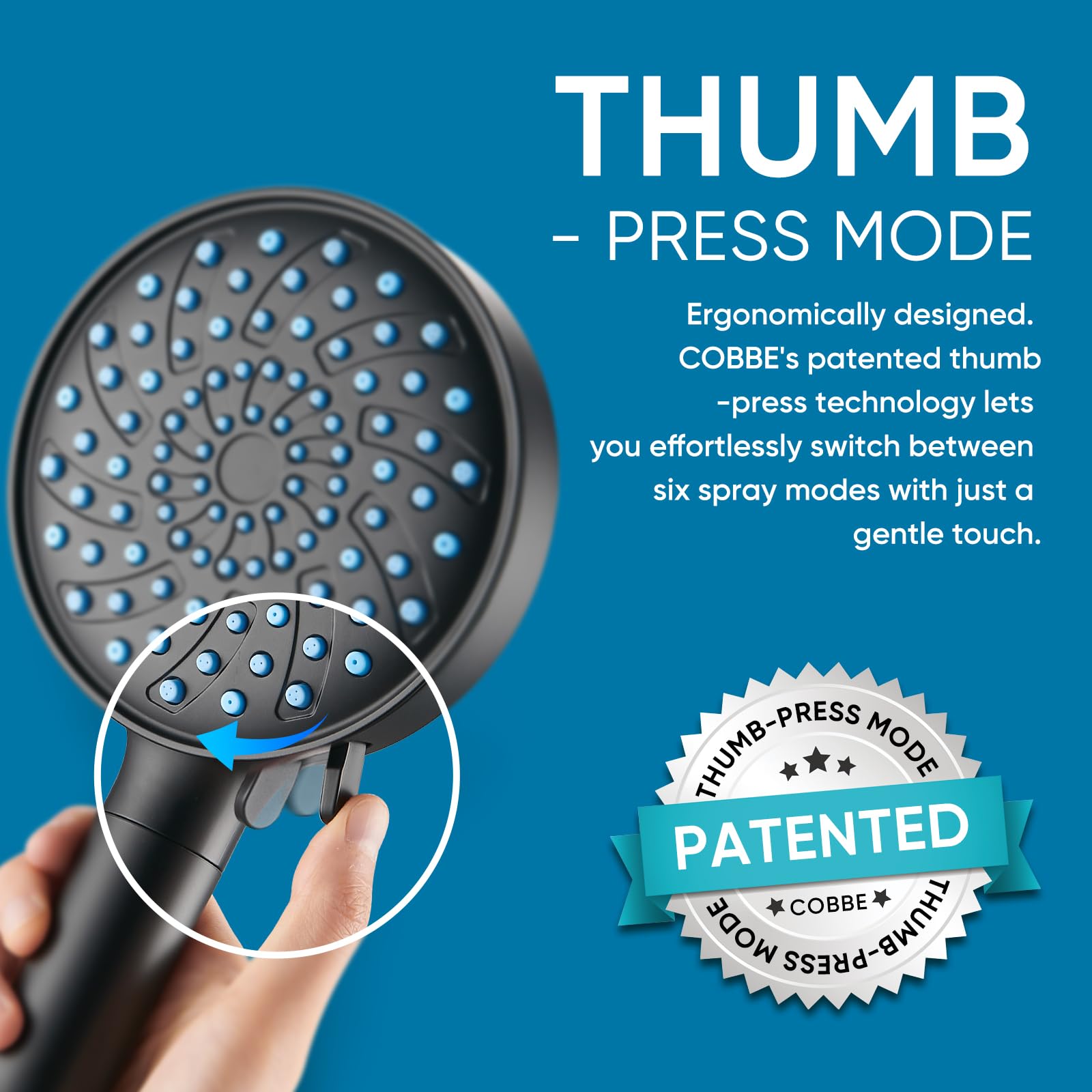 Cobbe 7-mode spray for rain, massage, mist, and combos
