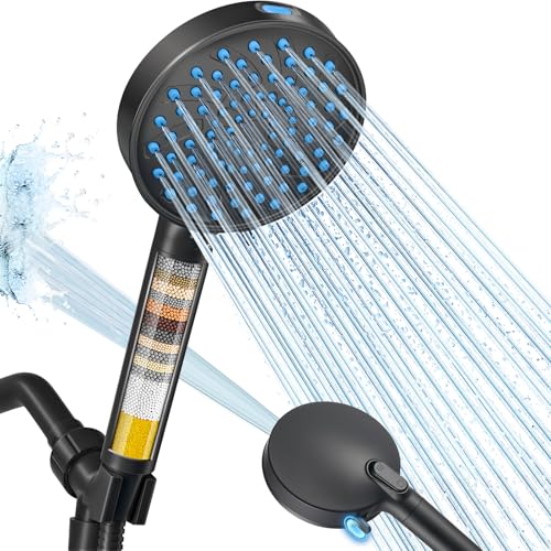 Cobbe filtered shower head handheld in black delivers high-pressure spray and chlorine reduction