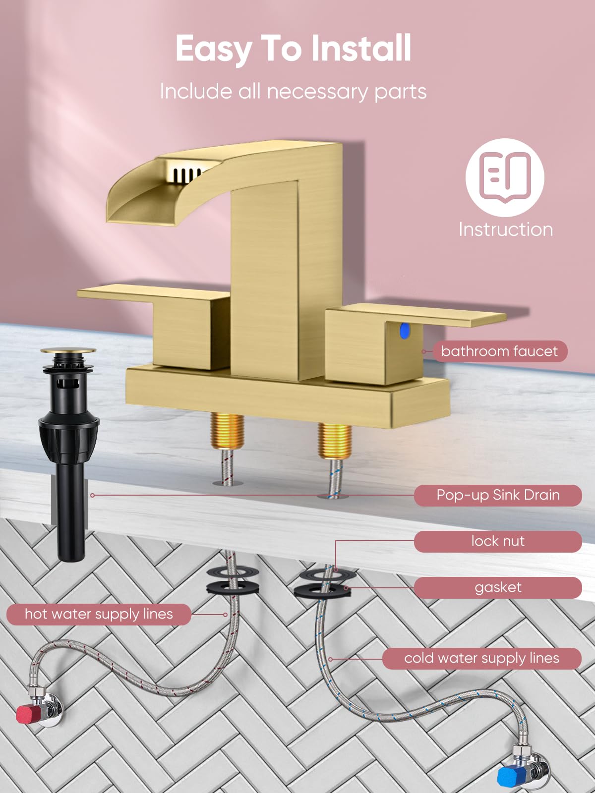 Cobbe gold finish resists fingerprints and water spots for lasting shine