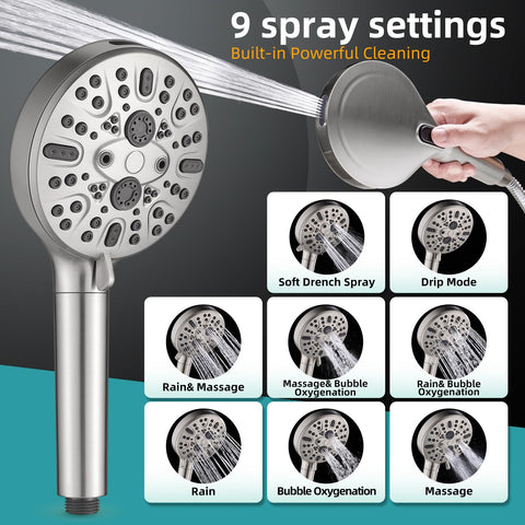 Cobbe handheld shower head with 8-plus-1 spray settings for tailored rinsing