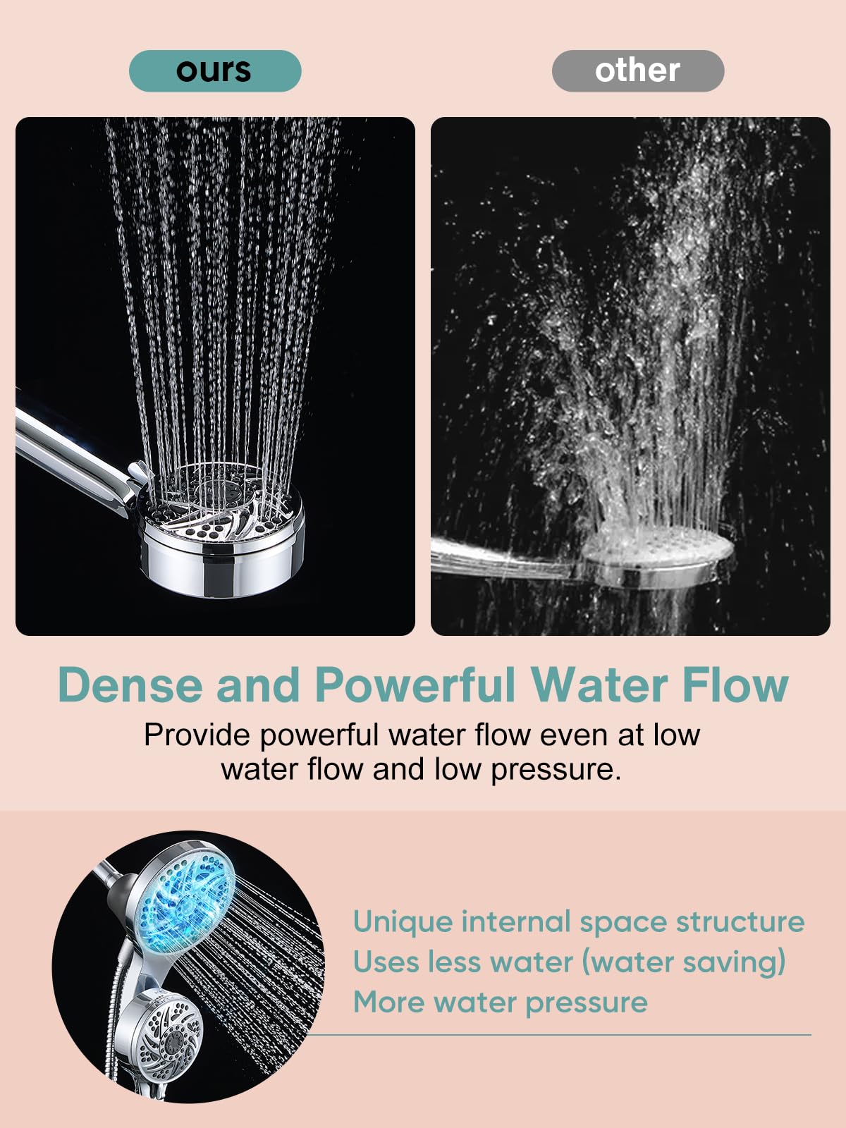 Cobbe handheld shower provides flexible rinsing and easy target cleaning.