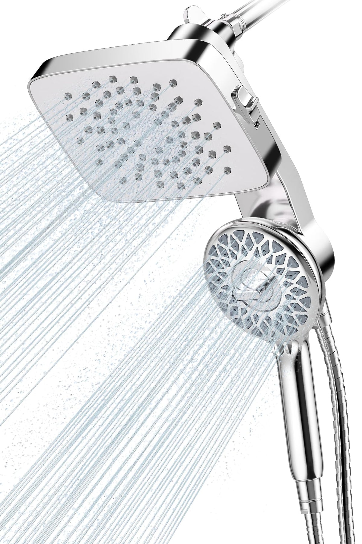 Cobbe high pressure rain shower overhead view with spa-like coverage